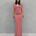 thumbnail image 1 of Summer Saving Wycnly Formal Dresses for Women Short Sleeve Round Neck Solid Summer Maxi Dresses Party Club Sexy Slim Wrap Fishtail Long Dress Pink l Clearance Under $5, 1 of 4