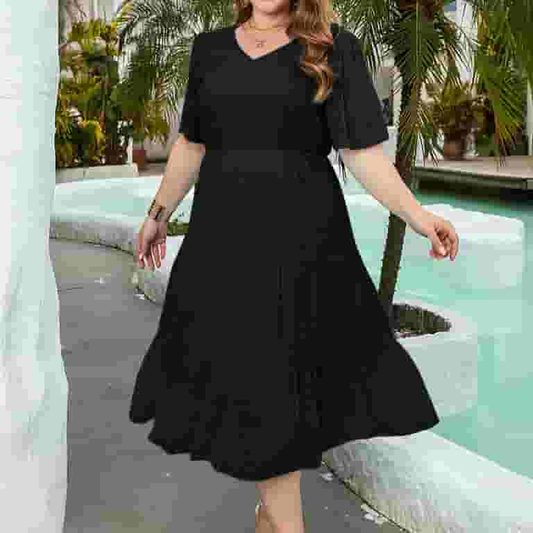 Chiffon 3/4 Sleeve Print Knee Length V Neck Elastic Waist Vacation Dresses Chiffon 3/4 Sleeve Print Knee Length V Neck Elastic Waist Vacation Dresses