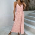 thumbnail image 1 of Summer Saving Wycnly Formal Dresses for Women Sleeveless V-Neck Leopard Print Summer Maxi Dresses Beach Loose Swing Spaghetti Strap Camisole Dress Pink s Clearance Under $5, 1 of 4