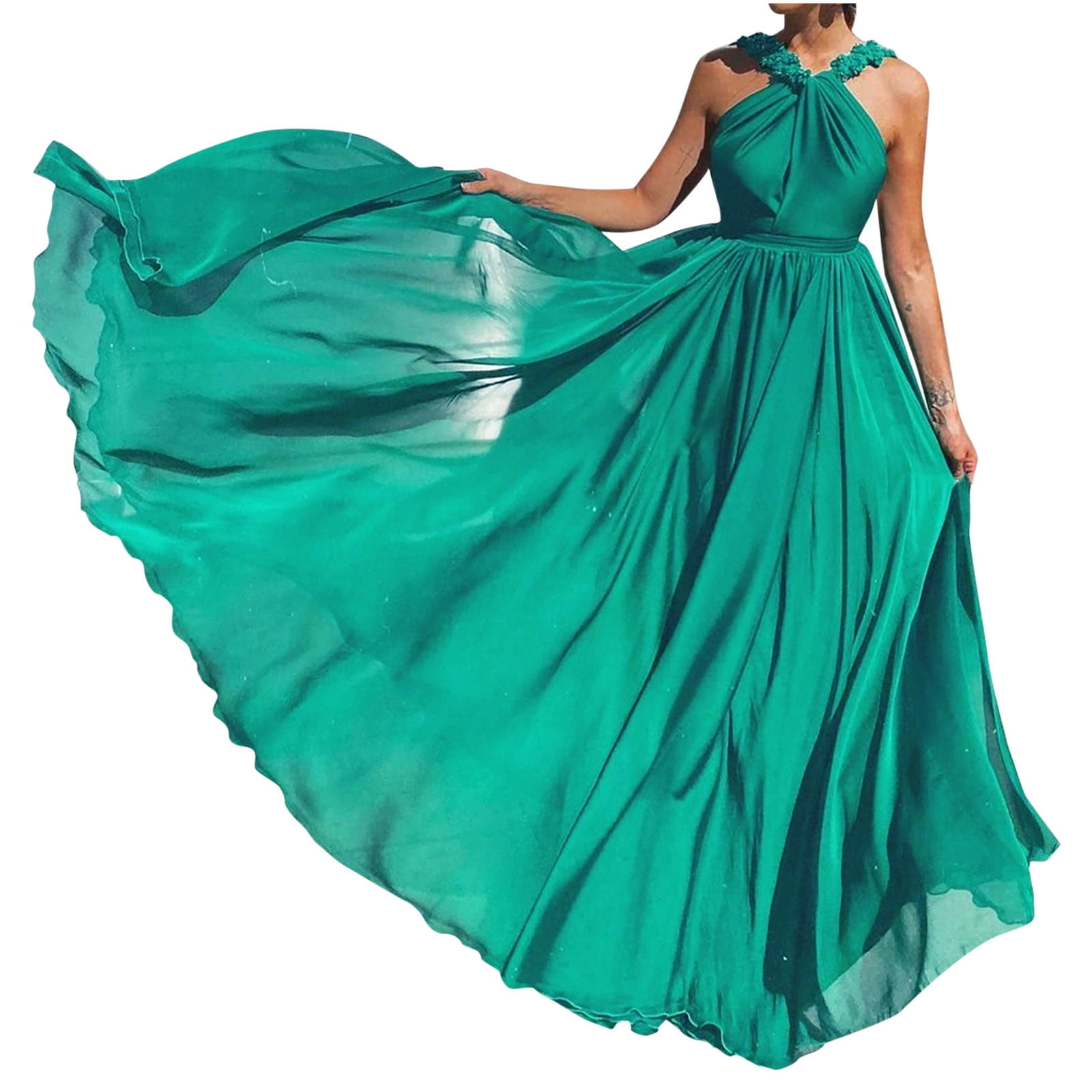 Wycnly Formal Dresses for Women Wedding Guest Party Empire Waist Flowy Swing Formal Maxi Dresses Halter Sleeveless Solid 2025 Summer Long Dress Green Wycnly Formal Dresses for Women Wedding Guest Party Empire Waist Flowy Swing Formal Maxi Dresses Halter Sleeveless Solid 2025 Summer Long Dress Green