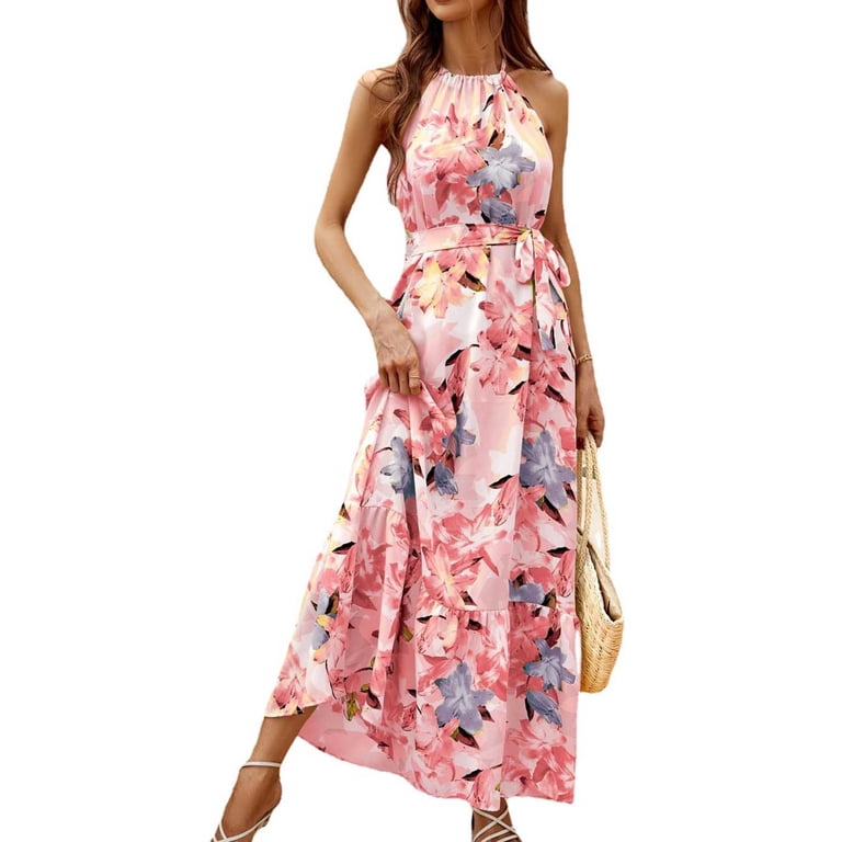 knee length dresses for ladies White Floral Chiffon Ruffle Tiered Cut-Out Midi Dress main image 1