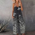 thumbnail image 1 of Wycnly Jumpsuits for Women Dressy Vintage Western Graphics Loose Wide Leg Strap Pocket Jumpsuist Overalls Summer V-Neck Sleeveless Ethnic Style Print Long Trendy Rompers Black xl, 1 of 5