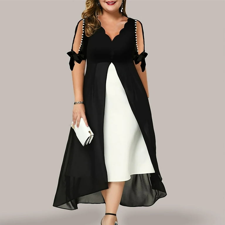 Black & white plus size dresses 2025