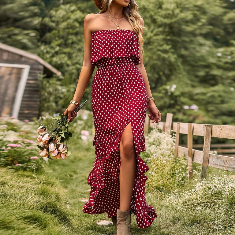 Polka dot top fishtail dress
