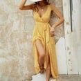 thumbnail image 1 of Summer Saving Wycnly Maxi Dresses for Women Sleeveless Deep V-Neck Floral Print Summer Long Dress Tie Waist Slit Beach Bohemian Tank Dresses Yellow M, 1 of 7