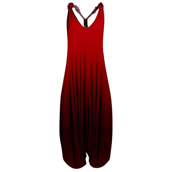 Wycnly Rompers for Women Casual Summer Loose Baggy Backless Strap Long Jumpsuits V-Neck Sleeveless Formal Gradient Print Maxi Womens Jumpsuits on
