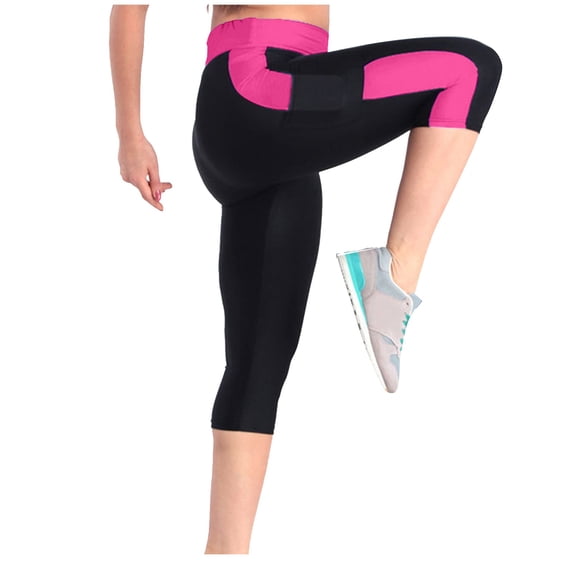Summer Saving Wycnly on Sale Capris for Women Womens Yoga Capris Pants Fashion Color Patchwork Stretchy Lightweight Sports Cropped Pants Workout Slim Fit High Waist Gym 3/4 Pants
