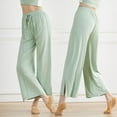 thumbnail image 1 of Wycnly Pants for Women Palazzo Pants for Women Casual Drawstring Elastic Waist Yoga Sports Cropped Pants Solid Loose Wide Leg Slit Trousers, 1 of 7