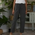 thumbnail image 1 of Summer Saving Wycnly on Sale Pants for Women Womens Loose Straight Leg Pants Casual Solid Plus Size High Waist Drawstring Long Pants Ladies Fashion Cotton Linen Pocket Trousers, 1 of 7
