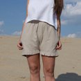 thumbnail image 1 of Summer Saving Wycnly on Sale Shorts for Women Womens Summer Shorts Casual Solid Plus Size Loose Straight Leg Short Pants Vintage Cotton Linen Ruffle Layer Trim Pocket Shorts, 1 of 7