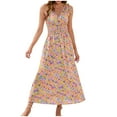 thumbnail image 1 of Summer Saving Wycnly Summer Dresses for Women Beach Fashion Elastic Waist A Line Tank Sundress 2024 Sleeveless V-Neck Floral Print Long Formal Dress Red s, 1 of 6