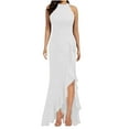 thumbnail image 1 of Summer Saving Wycnly Summer Dresses for Women Evening Party Prom Elegant Irregular Ruffle Wrap Hem Bodycon Tank Dresses 2024 Sleeveless Round Neck Solid Long Formal Dress White l, 1 of 6