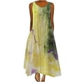 thumbnail image 1 of Summer Saving Wycnly Summer Dresses for Women Fashion Button Plus Size Swing A Line Tank Dresses with Pocket 2024 Sleeveless V-Neck Marbled Print Maxi Formal Dress Yellow XXXL, 1 of 6