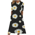 thumbnail image 1 of Summer Saving Wycnly Summer Dresses for Women Fashion Loose Plus Size Swing Button Down Tunic Long Dresses with Pocket 2024 Elbow-Length V-Neck Daisy Print Maxi Formal Dress Black l, 1 of 5