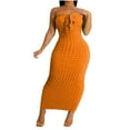 thumbnail image 1 of Summer Saving Wycnly Summer Dresses for Women Night Party Club Sexy Strapless Tie Front Bodycon Long Dresses 2024 Sleeveless Tube Top Solid Maxi Formal Dress Orange s, 1 of 5