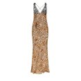 thumbnail image 1 of Summer Saving Wycnly Summer Dresses for Women Party Club Sexy Lace Slim Wrap Halter Long Dresses Sleeveless V-Neck Leopard Print Maxi 2024 Dress Khaki l Clearance Under $5, 1 of 5