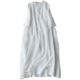 thumbnail image 1 of Summer Saving Wycnly Summer Dresses for Women Vintage Cotton Linen Plus Size Smocked Swing Maxi Dresses 2024 Elbow-Length Round Neck Solid Long Formal Dress White XL, 1 of 6