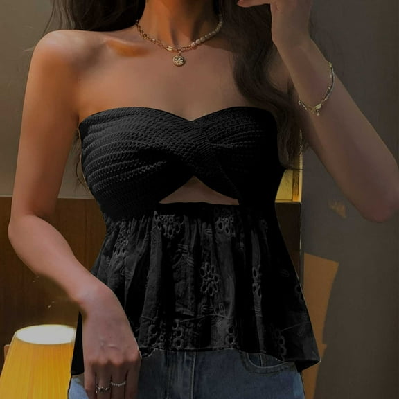 Usmixi Womens Tank Tops Summer Plain V-Neck Sleeveless T Shirts Beach Party Sexy Tube Top Cut-out Flowy Swing Blouses Vest Black m Under $5