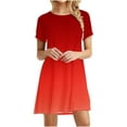 thumbnail image 1 of Summer Saving Wycnly Sundresses for Women Short Sleeve Crewneck Gradient Print Mini Dresses Casual Flowy Swing Tunic T-Shirt Summer Dress Red Up to 65% off, 1 of 6