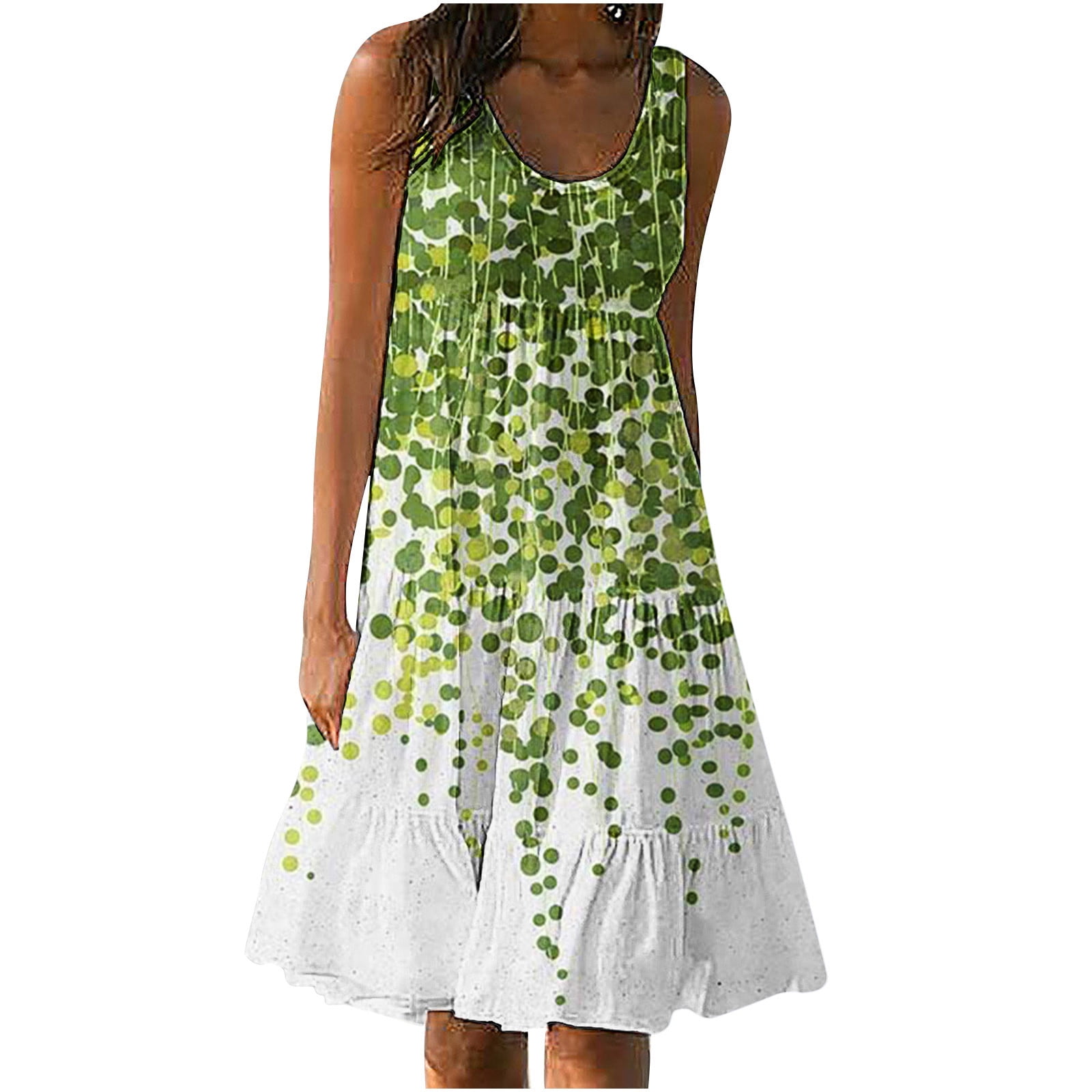 Summer Saving Wycnly Sundresses for Women Sleeveless UNeck Sunflower