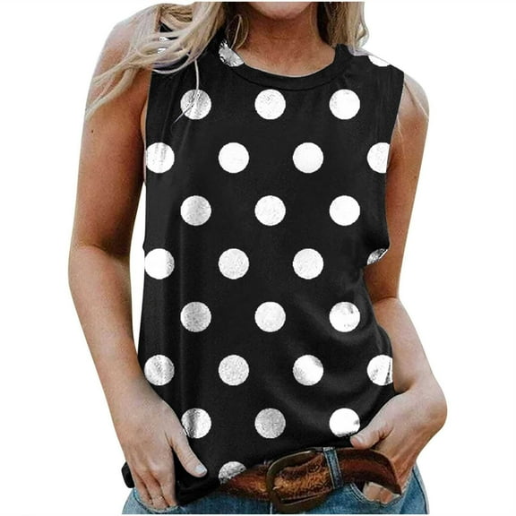 Summer Saving Wycnly Tank Top for Women Leopard Print Round Neck Sleeveless T Shirts Plus Size Casual Summer Racerback Vest Blouse Black M Up to 65% off