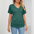 thumbnail image 1 of Wycnly Womens Blouses and Tops Dressy Breathable Comfy Casual Loose Basic Workout Tshirts Summer Solid V-Neck Short Sleeve Cute Tees Tops Green m, 1 of 5