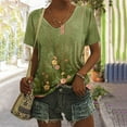 thumbnail image 1 of Summer Saving Wycnly Womens Blouses and Tops Dressy Fashion Going out Loose Fit Comfy Lightweight Ladies Tshirts Summer Floral V-Neck Short Sleeve Cute Tees Tops Army Green XL, 1 of 5