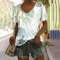 thumbnail image 1 of Summer Saving Wycnly Womens Blouses and Tops Dressy Fashion Going out Loose Fit Comfy Lightweight Ladies Tshirts Summer Floral V-Neck Short Sleeve Cute Tees Tops Light Blue l, 1 of 5