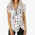thumbnail image 1 of Summer Saving Wycnly Womens Blouses and Tops Dressy Going out Casual Quarter Zipper Irregular Hem Tunic Shirts Summer Floral V-Neck Short Sleeve Cute Tees Tops White m, 1 of 5