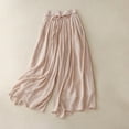 thumbnail image 1 of Summer Saving Wycnly Womens Cropped Pants Wide Leg Pants for Women Casual Solid Loose Comfy Cotton Linen Cropped Pants High Waist Drawstring Pleated Ladies Palazzo Trousers Fall, 1 of 3
