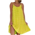 thumbnail image 1 of Summer Saving Wycnly Womens Dresses Beach Boho Loose Swing Spaghetti Strap Short Sun Dresses Fashion Floral Print Round Neck Sleeveless Mini Summer Dress Yellow m, 1 of 5