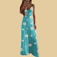thumbnail image 1 of Summer Saving Wycnly Womens Dresses Beach Party High Waist Swing Spaghetti Strap Maxi Dresses Fashion Daisy Print V-Neck Sleeveless Long Summer Dress Sky Blue m, 1 of 7