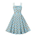 thumbnail image 1 of Summer Saving Wycnly Womens Dresses Cocktail Party Prom Plus Size Fashion Tie Spaghetti Strap Pleated Swing 1950s Dresses Summer Daisy Print V-Neck Sleeveless Formal Midi Dress Light Blue XXL, 1 of 6