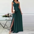 thumbnail image 1 of Summer Saving Wycnly Womens Dresses Party Prom Sexy Empire Waist Pleated Swing Slit off Shouder Dresses Fashion Solid V-Neck Sleeveless Maxi Summer Dress Green s, 1 of 6