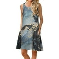 thumbnail image 1 of Summer Saving Wycnly Womens Dresses Sleeveless Crewneck Marbled Print Mini Summer Dress Casual Swing T Shirt Dresses Pocket Tank Short Dresses Blue Up to 65% off, 1 of 6