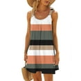 thumbnail image 1 of Summer Saving Wycnly Womens Dresses Sleeveless Round Neck Striped Print Mini Summer Dress Loose Flowy Swing Casual T Shirt Tank Dresses Multicolor Up to 65% off, 1 of 5