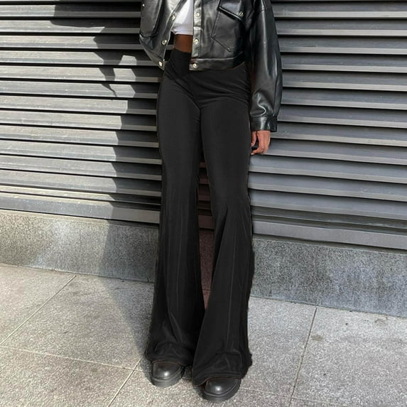 Summer Saving Wycnly Womens Flare Pants Womens Full Length Flare Pants Party Club Fashion High Waist Long Flared Pants Winter Cozy Velvet Wide Leg Stretchy Trousers Fall