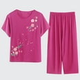 thumbnail image 1 of Summer Saving Wycnly Womens Lounge Set Plus Size Fashion Floral Pajama Loungewear Summer Crewneck Short Tops and Straight Leg Pants 2 Piece Outfit under $5, 1 of 7