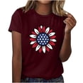 thumbnail image 1 of Summer Saving Wycnly Womens Shirts Independence Day Plus Size Loose Patriotic Tee Tops Summer Short Sleeve Crewneck Ladies Sunflower Flag Print Tops and Blouses Wine m, 1 of 4
