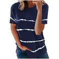 thumbnail image 1 of Summer Saving Wycnly Womens Shirts Plus Size Classic Breathable Loose Pullover Tops Summer Short Sleeve Crewneck Ladies Striped Print Tops and Blouses Navy XXXL, 1 of 6