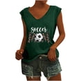 thumbnail image 1 of Summer Saving Wycnly Womens Shirts V-Neck Short Sleeve Soccer Mom Letter Print Summer Cute Tops Mother's Day Loose Fit Breathable Blouses Green l Clearance Clothes, 1 of 6