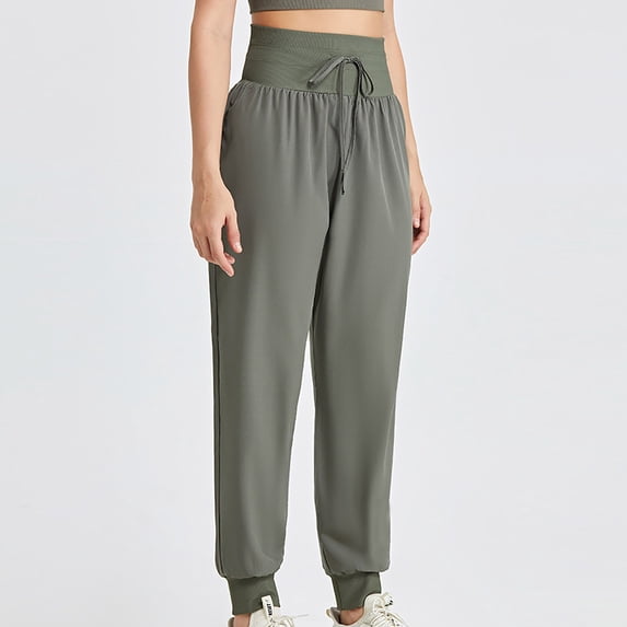 Wycnly Sweatpants for Women Jogger Pants for Women High Waist Drawstring Casual Solid Sports Running Pants Relaxed Fit Workout Athletics Sweatpants Trousers Under $5