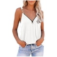 thumbnail image 1 of Summer Saving Wycnly Womens Tank Tops Casual Loose Fit Going out Zipper Metal Strap Vest Shirts Summer Trendy Solid V-Neck Sleeveless Shirts Blouse White XL, 1 of 6