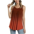 thumbnail image 1 of Summer Saving Wycnly Womens Tank Tops Gradient Round Neck Sleeveless Shirts Loose Flowy Pleated Swing Vest Tunic Blouse Orange M Up to 65% off, 1 of 6