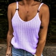 thumbnail image 1 of Summer Saving Wycnly Womens Tank Tops Plus Size Knitted Ribbed Strap Tee Tops Camisole Vest Summer Fashion Solid Round Neck Sleeveless Shirts Blouse Purple s, 1 of 5
