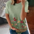 thumbnail image 1 of Wycnly Womens Tops Dressy Casual Breathable Comfy Loose Fit Ladies Vintage Pullover Tshirts Summer Short Sleeve Round Neck Tops Floral Print Blouse Green m, 1 of 5