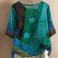 thumbnail image 1 of Summer Saving Wycnly Womens Tops Dressy Casual Breathable Comfy Trendy Button up Vintage Western Graphics Plus Size Tees Shirts Summer Short Sleeve Crewneck Tops Geometric Print Blouse Green XXXXXL, 1 of 6