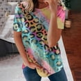 thumbnail image 1 of Summer Saving Wycnly Womens Tops Dressy Casual Going out Fashion Comfy Lightweight Loose Fit Pullover Tees Shirts Summer Short Sleeve Crewneck Tops Leopard Print Blouse Multicolor XXL, 1 of 5