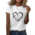 thumbnail image 1 of Wycnly Womens Tops Dressy Casual Loose Fit Comfy Breathable Fashion Going out Pullover Tees Shirts Summer Short Sleeve Crewneck Tops Heart Print Blouse White s, 1 of 5
