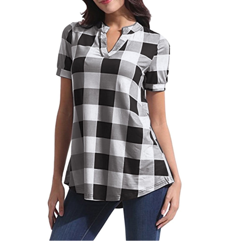 Casual Plaid Print Blouse